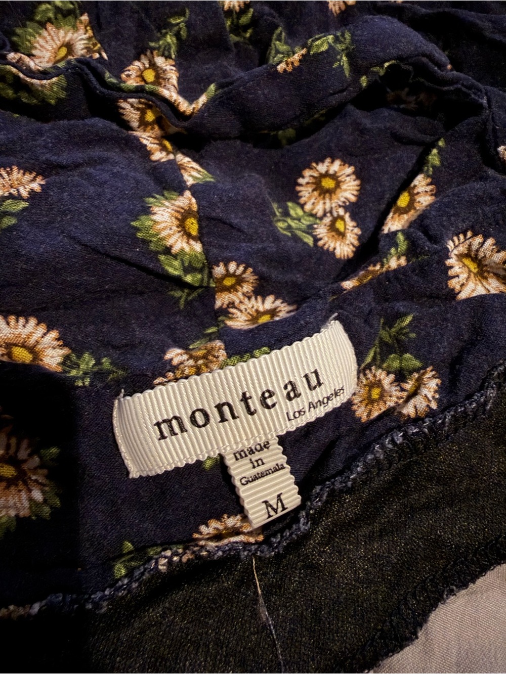 Monteau Navy Floral Ruffle Hem Skater Skirt - Picture 4 of 4